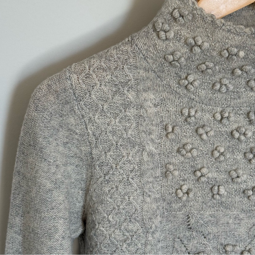 Anthropologie Moth Grey Textured Wool Blend Peplum Sweater Size Medium - Picture 4 of 11
